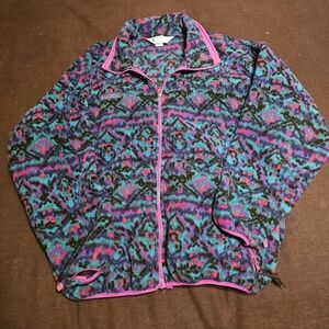 VINTAGE Columbia Geometric Fleece Full Zip Up Jacket L
